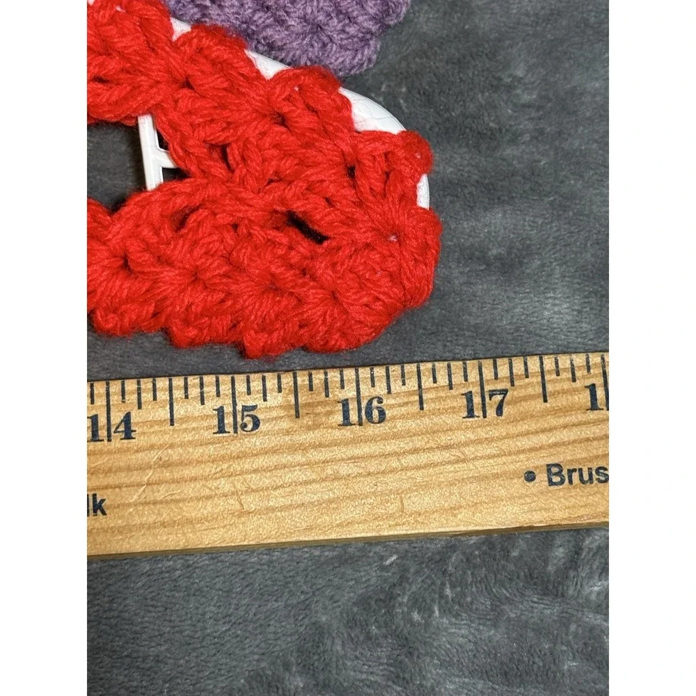 Handmade Crochet Padded Hangers Set Of 6 Red Purple Non Slip Top Dress